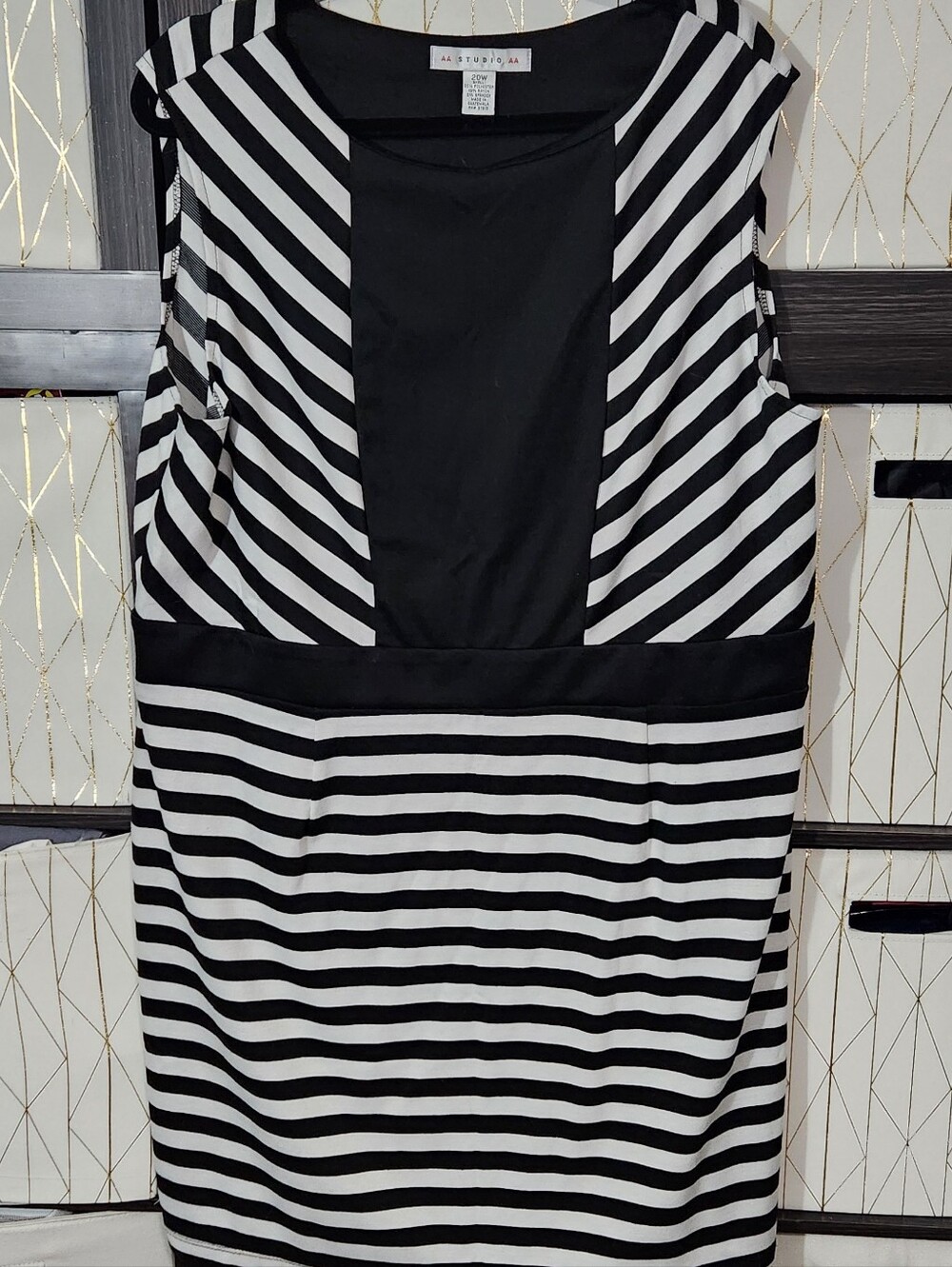 Aa Studio Black Mini Dress with White Side Stripes